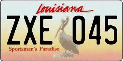 LA license plate ZXE045