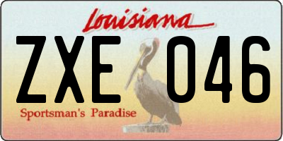 LA license plate ZXE046