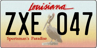 LA license plate ZXE047