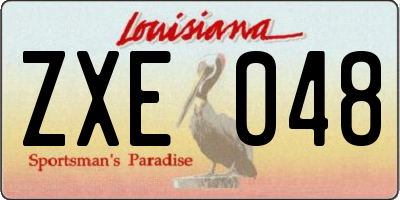 LA license plate ZXE048