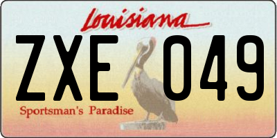 LA license plate ZXE049