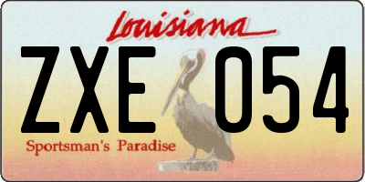 LA license plate ZXE054