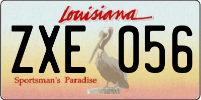 LA license plate ZXE056