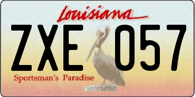 LA license plate ZXE057