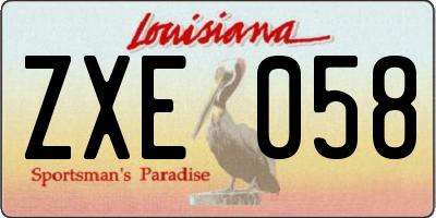 LA license plate ZXE058