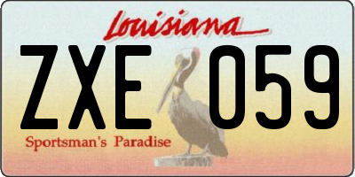 LA license plate ZXE059