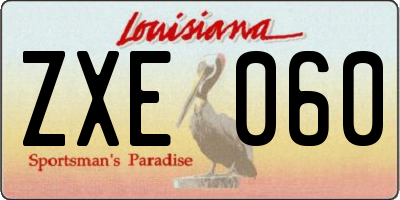 LA license plate ZXE060