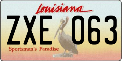 LA license plate ZXE063