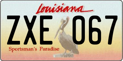 LA license plate ZXE067