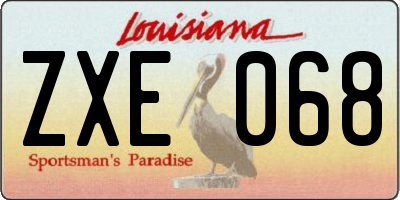 LA license plate ZXE068