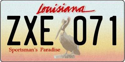 LA license plate ZXE071