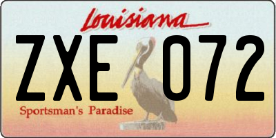 LA license plate ZXE072