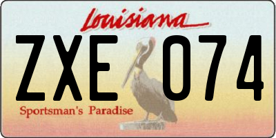 LA license plate ZXE074