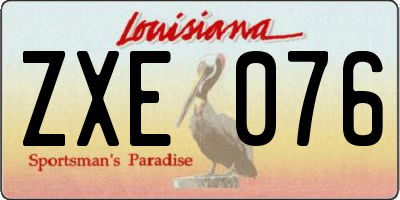 LA license plate ZXE076