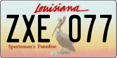 LA license plate ZXE077