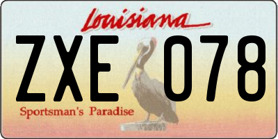 LA license plate ZXE078