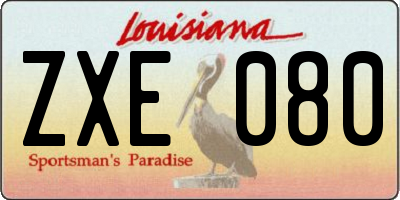 LA license plate ZXE080