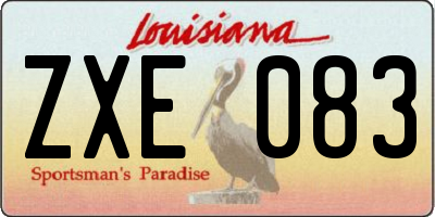 LA license plate ZXE083