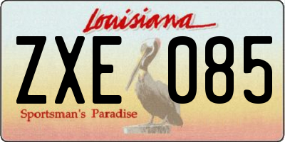 LA license plate ZXE085