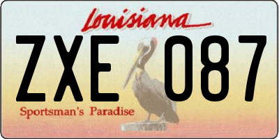 LA license plate ZXE087