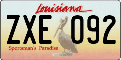 LA license plate ZXE092