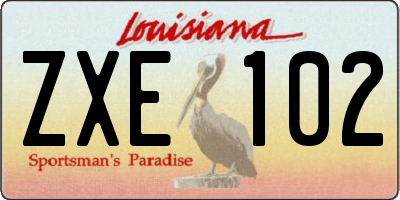 LA license plate ZXE102