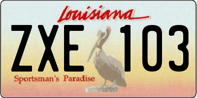 LA license plate ZXE103