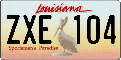 LA license plate ZXE104