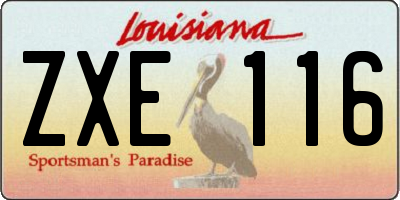 LA license plate ZXE116