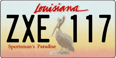 LA license plate ZXE117