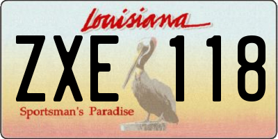 LA license plate ZXE118