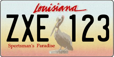 LA license plate ZXE123