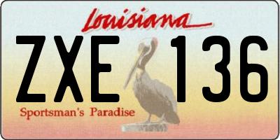 LA license plate ZXE136