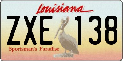 LA license plate ZXE138