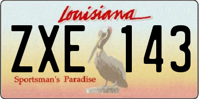 LA license plate ZXE143