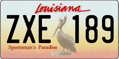 LA license plate ZXE189