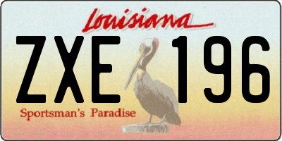 LA license plate ZXE196