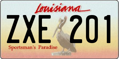 LA license plate ZXE201