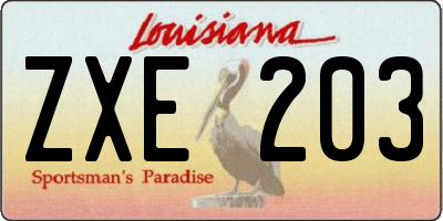 LA license plate ZXE203