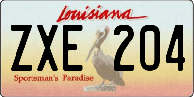 LA license plate ZXE204