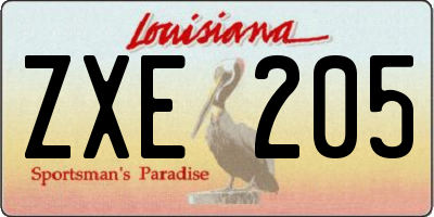 LA license plate ZXE205