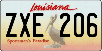 LA license plate ZXE206