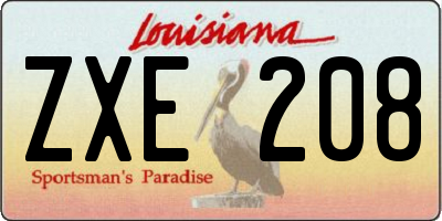 LA license plate ZXE208