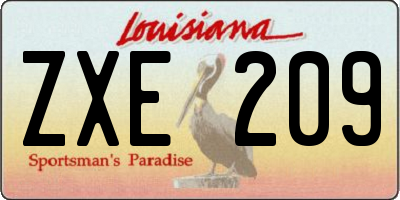 LA license plate ZXE209
