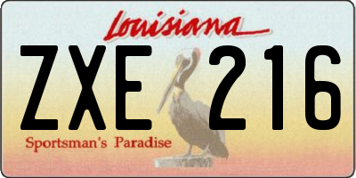 LA license plate ZXE216