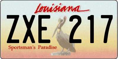 LA license plate ZXE217