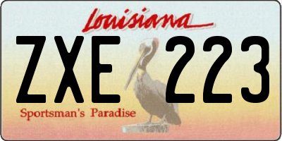 LA license plate ZXE223