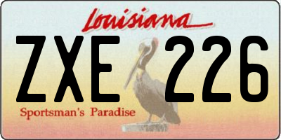 LA license plate ZXE226