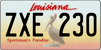 LA license plate ZXE230