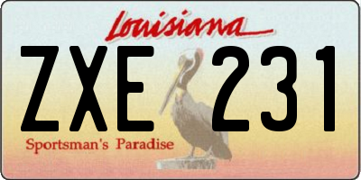 LA license plate ZXE231